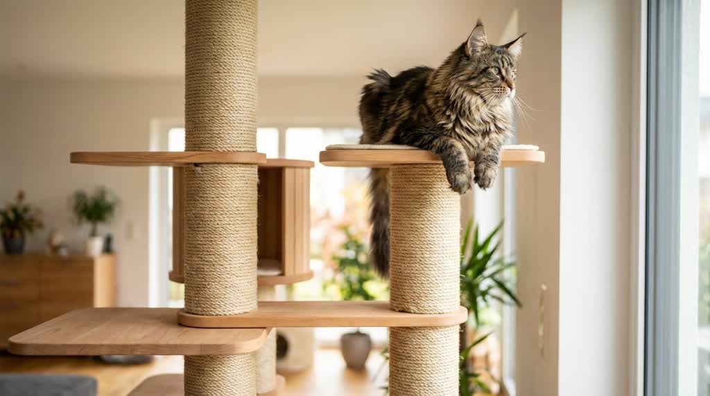 L&rsquo;importance de la solidité pour un arbre à chat pour Maine Coon.