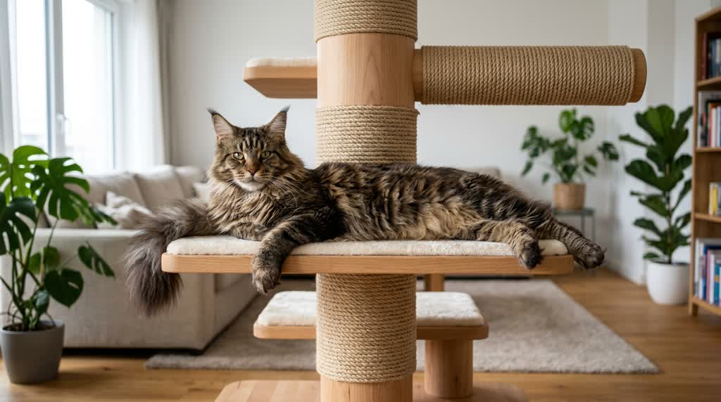 Pourquoi le Maine Coon nécessite-t-il un arbre à chat adapté  pour sa santé?